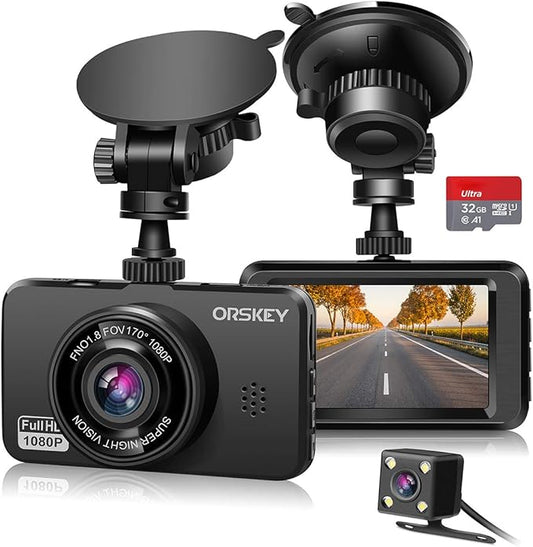 Dash Cam for Cars Front and Rear 1080P Full HD In Car Camera Dual Lens Dashcam Wide Angle Sony Sensor with Loop Recording and G-sensor