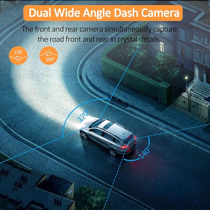 Dash Cam for Cars Front and Rear 1080P Full HD In Car Camera Dual Lens Dashcam Wide Angle Sony Sensor with Loop Recording and G-sensor