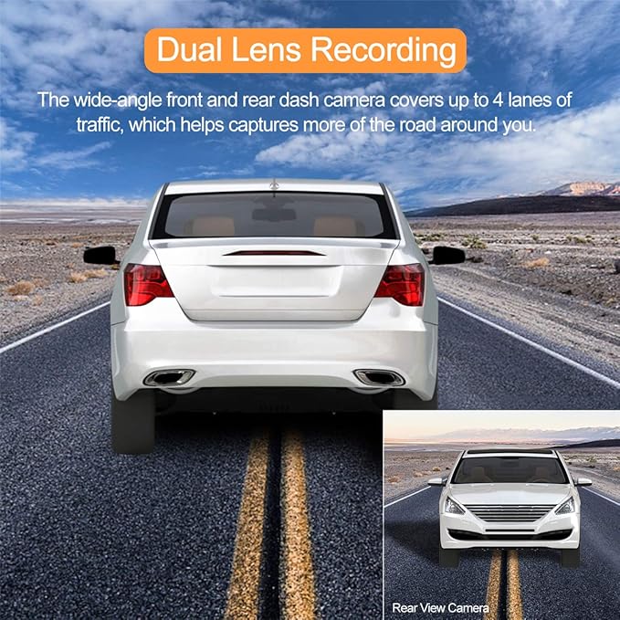 Dash Cam for Cars Front and Rear 1080P Full HD In Car Camera Dual Lens Dashcam Wide Angle Sony Sensor with Loop Recording and G-sensor